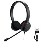 Jabra Evolve 20 MS Stereo USB-C and USB-A Wired Headset, 28mm Speakers, Noise-Cancelling Microphone, In-Line Controls, Busylight Indicator
