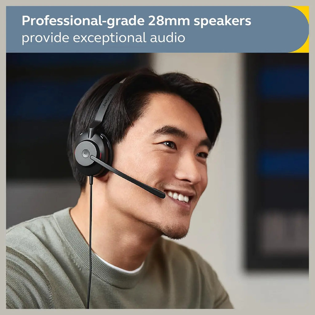 Jabra Evolve2 30 SE Wired Stereo Noise-Cancelling Headset, 2-Microphone Call Technology, 28mm Speakers, USB-C Cable, MS Teams Certified, Black