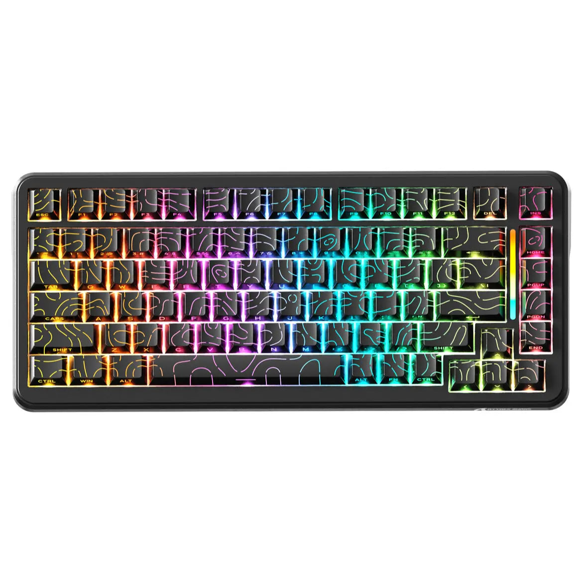 ATTACK SHARK X82PRO HE Wireless Rapid Trigger Gaming Keyboard, 75% Layout Tri-Mode Magnetic Keyboard With 0.01mm RT Accuracy, Up to 8000Hz Polling Rate, Gorgeous RGB Backlight, Black Contours
