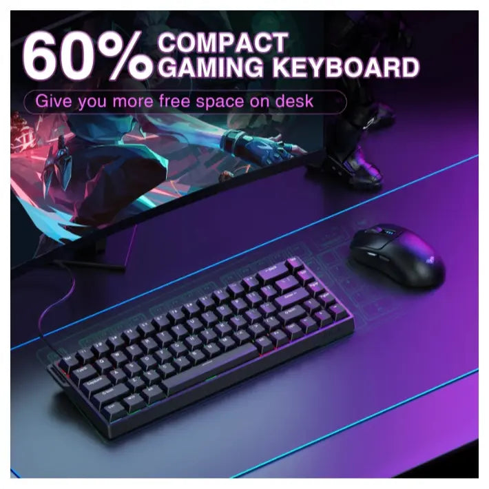 AULA WIN68 HE Wired Magnetic Keyboard, 60% 68-Key Layout, Hall Effect Magnetic Switches, Hot-Swappable Magnetic Sockets, 8000Hz Polling Rate, USB-C Wired, South-Facing RGB, Black