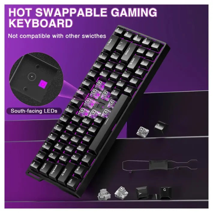 AULA WIN68 HE Wired Magnetic Keyboard, 60% 68-Key Layout, Hall Effect Magnetic Switches, Hot-Swappable Magnetic Sockets, 8000Hz Polling Rate, USB-C Wired, South-Facing RGB, Black