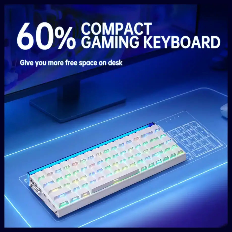 AULA HERO68 HE 60-Key Wired Hall Effect Gaming Keyboard, RGB Backlighting, 8K Polling Rate and 0.125ms Latency, Rapid Trigger and Adjustable Actuation, USB-C, White Pluto