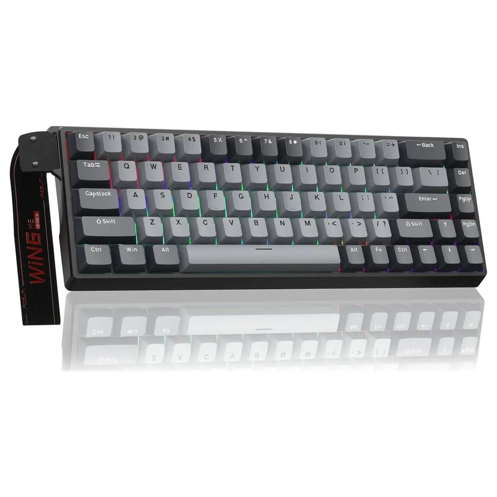 AULA WIN68 HE Pro 68-Key Hall Effect Magnetic Gaming Keyboard, 8000Hz Polling Rate, 0.3ms Latency, Adjustable Actuation 0.02mm-3.44mm, 16.8 Million RGB, Black and Gray