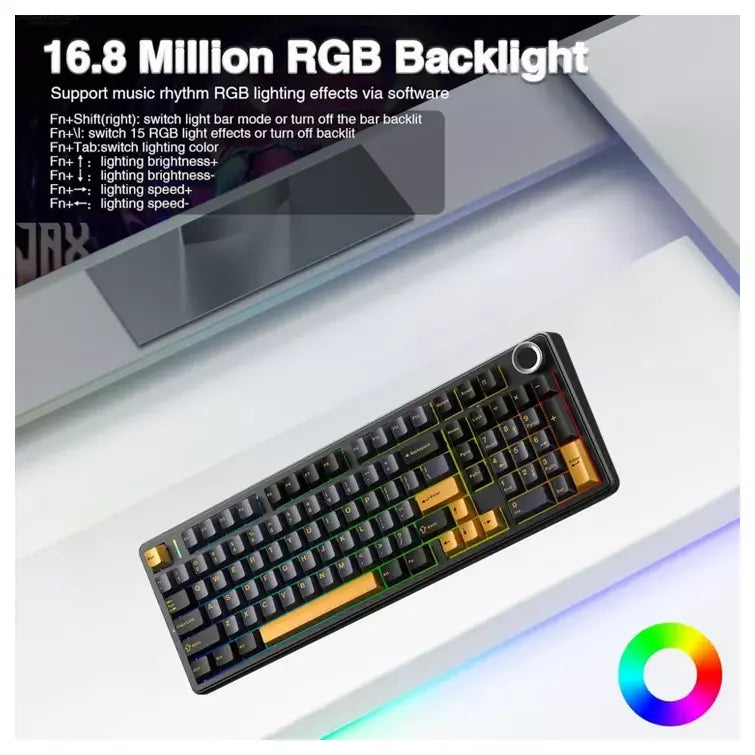 AULA F99 Pro Mechanical Gaming Keyboard, 99-Key, Tri-Mode Wireless Bluetooth 5.0 2.4GHz and USB-C, Hot Swappable Nimbus Switches, Gasket Mount, RGB, 8000mAh Battery, Knob