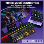 AULA F99 Pro Mechanical Gaming Keyboard, 99-Key, Tri-Mode Wireless Bluetooth 5.0 2.4GHz and USB-C, Hot Swappable Nimbus Switches, Gasket Mount, RGB, 8000mAh Battery, Knob