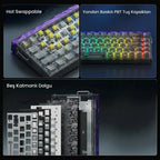 Aula Hero68 HE Magnetic Keyboard, Jade King Magnetic Hall Effect Switch, 8000Hz Polling Rate, Rapid Trigger, Hot Swap, 16.8M RGB, TKL 60% Layout, USB Type-C, Transparent Black