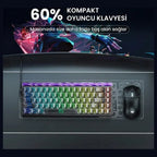 Aula Hero68 HE Magnetic Keyboard, Jade King Magnetic Hall Effect Switch, 8000Hz Polling Rate, Rapid Trigger, Hot Swap, 16.8M RGB, TKL 60% Layout, USB Type-C, Transparent Black