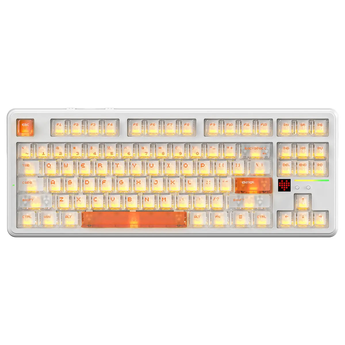 ATTACK SHARK X87 Ultra Wireless Mechanical Keyboard With 8K Wireless Receiver, 8000Hz Polling Rate, 10000mAh Battery Up to 5000 Hours, Dot-Matrix Screen, Hot-Swappable, Iced Orange