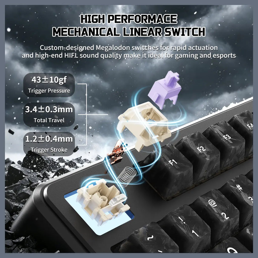 ATTACK SHARK X87 ULTRA Wireless Mechanical Keyboard, Tri-Mode 2.4G Wireless Bluetooth Wired, 8000Hz Polling Rate, 10000mAh Battery Up to 5000 Hours, Dot-Matrix Screen, Hot-Swappable, Ink Shadow