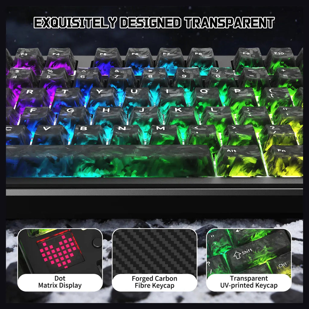 ATTACK SHARK X87 ULTRA Wireless Mechanical Keyboard, Tri-Mode 2.4G Wireless Bluetooth Wired, 8000Hz Polling Rate, 10000mAh Battery Up to 5000 Hours, Dot-Matrix Screen, Hot-Swappable, Ink Shadow
