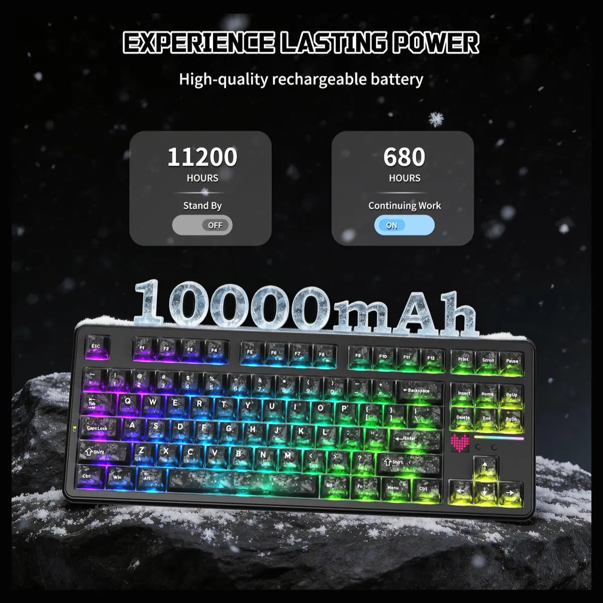 ATTACK SHARK X87 ULTRA Wireless Mechanical Keyboard, Tri-Mode 2.4G Wireless Bluetooth Wired, 8000Hz Polling Rate, 10000mAh Battery Up to 5000 Hours, Dot-Matrix Screen, Hot-Swappable, Ink Shadow
