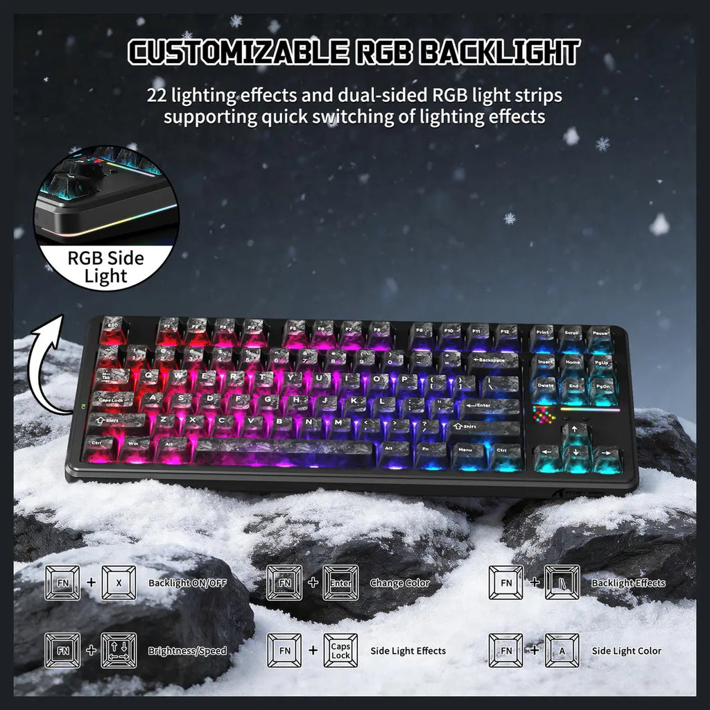 ATTACK SHARK X87 ULTRA Wireless Mechanical Keyboard, Tri-Mode 2.4G Wireless Bluetooth Wired, 8000Hz Polling Rate, 10000mAh Battery Up to 5000 Hours, Dot-Matrix Screen, Hot-Swappable, Ink Shadow