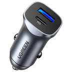 UGREEN 2-Port Car Charger, 24W Max Output, 20W USB-C PD and 18W USB-A QC 3.0, Model 30780