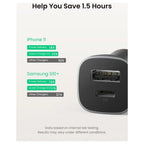 UGREEN 2-Port Car Charger, 24W Max Output, 20W USB-C PD and 18W USB-A QC 3.0, Model 30780