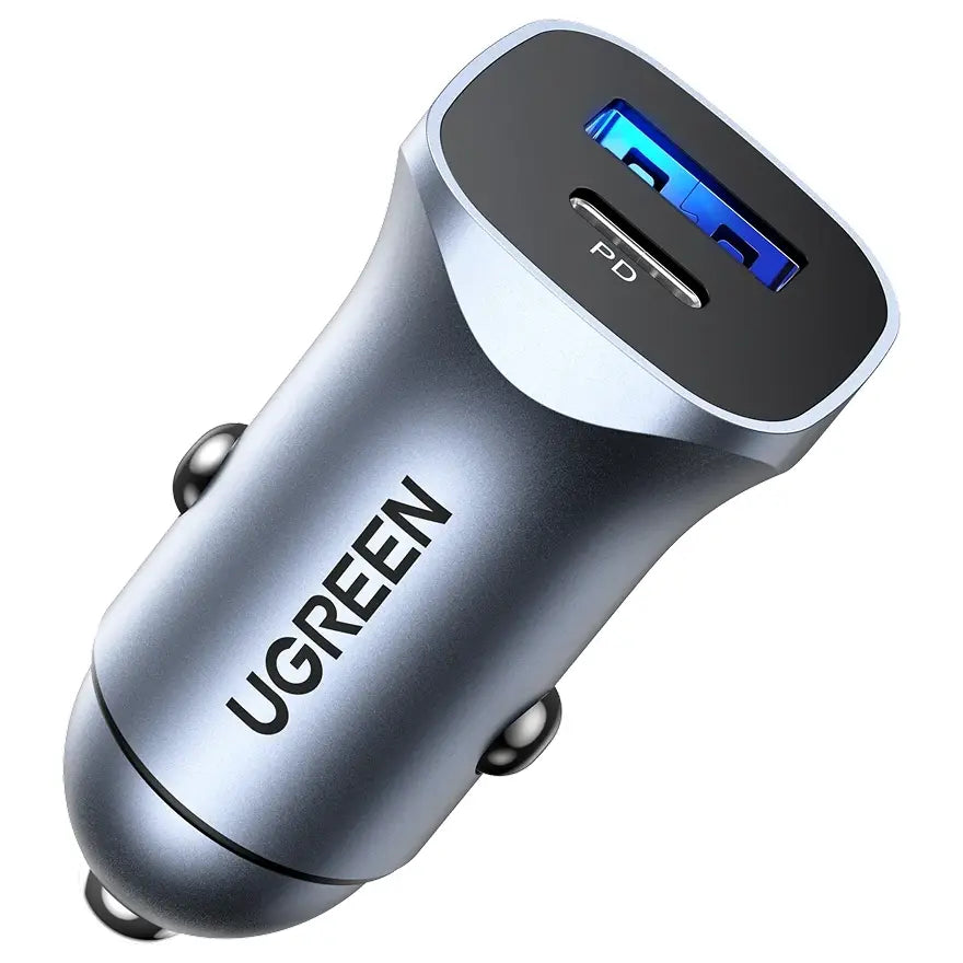 UGREEN 2-Port Car Charger, 24W Max Output, 20W USB-C PD and 18W USB-A QC 3.0, Model 30780