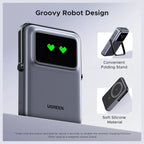 UGREEN Uno Magnetic Wireless Power Bank 10000mAh, Qi 7.5W Wireless, PD 20W USB C, Foldable Stand, TFT Display, MagSafe Compatible, Black 45327