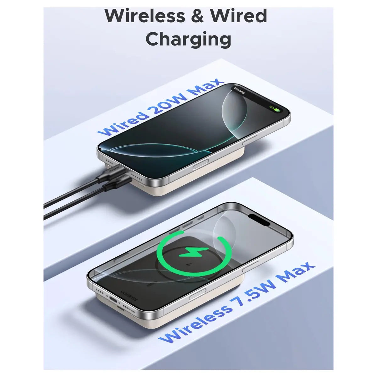 UGREEN 10000mAh Magnetic Wireless Power Bank, 20W USB-C PD Fast Charging, PB561 25208