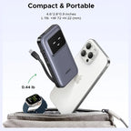 UGREEN Uno Power Bank 10000mAh 30W, PD Fast Charging, Built-in USB-C Cable, TFT Digital Display, Triple-Port Design, 35603B PB511
