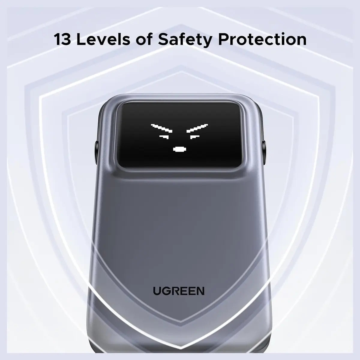 UGREEN Uno Power Bank 10000mAh 30W, PD Fast Charging, Built-in USB-C Cable, TFT Digital Display, Triple-Port Design, 35603B PB511