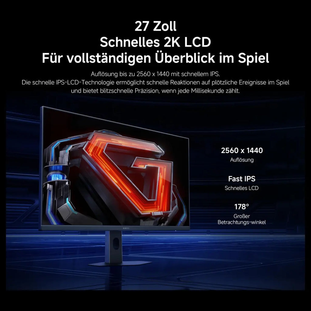 XIAOMI G27Qi 2026 27 Inch 2K Gaming Monitor, 2560 x 1440 QHD, IPS LED, 200Hz, 1ms GTG, FreeSync Premium, HDR400, 100% sRGB, 95% DCI-P3