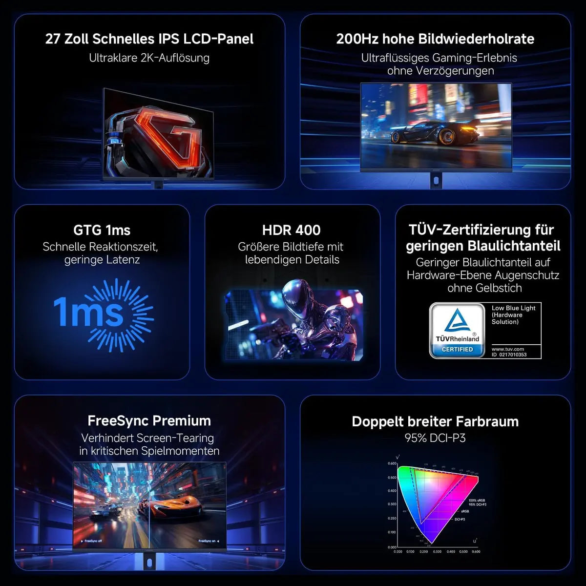 XIAOMI G27Qi 2026 27 Inch 2K Gaming Monitor, 2560 x 1440 QHD, IPS LED, 200Hz, 1ms GTG, FreeSync Premium, HDR400, 100% sRGB, 95% DCI-P3