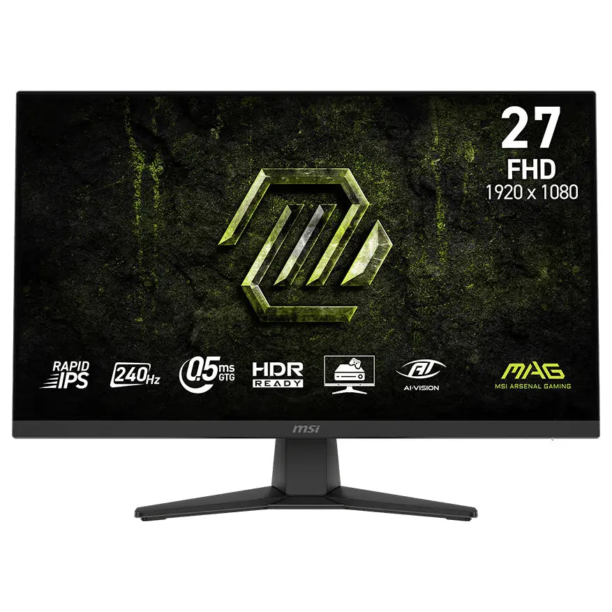 MSI MAG 272F X24 27-Inch Gaming Monitor, 1920x1080 FHD Rapid IPS, 240Hz, 0.5ms, HDR Ready, AMD FreeSync Premium, AI Vision, HDMI 2.0b and DP 1.2a, Frame-Less, VESA Mount, Black
