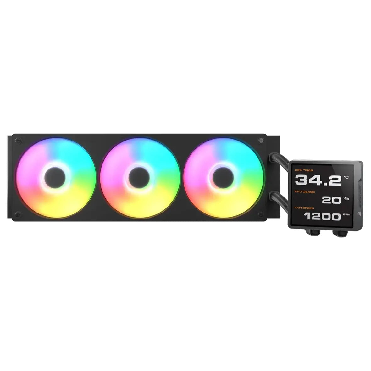 Cougar Poseidon Vistek Pro ARGB 360 AIO 3.95-inch IPS TFT LCD 720x720 60Hz, Single-Frame PWM Fans, 360mm Liquid CPU Cooler, Black