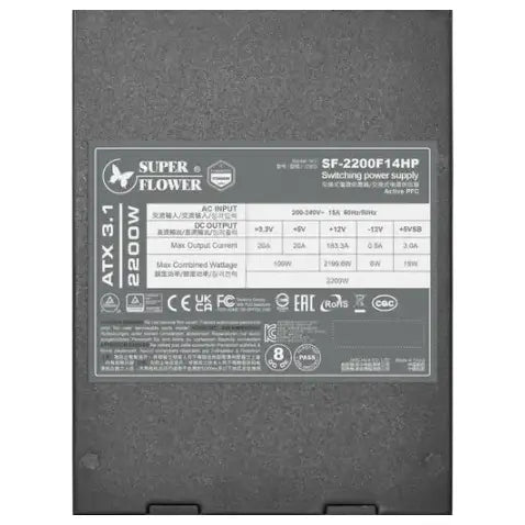 Super Flower Leadex Titanium 1700W Fully Modular Power Supply, ATX 3.1 And PCIe 5.1 Native 12V-2x6 Cable, Cybenetics Titanium 230V Input Certified, 140mm Double Ball Bearing Fan