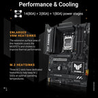 Asus TUF GAMING B850-PLUS WIFI ATX Motherboard, AMD AM5 B850, DDR5 8000+MT/s, PCIe 5.0, 3x M.2, Wi-Fi 7, 2.5Gb LAN, DisplayPort and HDMI, USB 10Gbps and 20Gbps Type-C