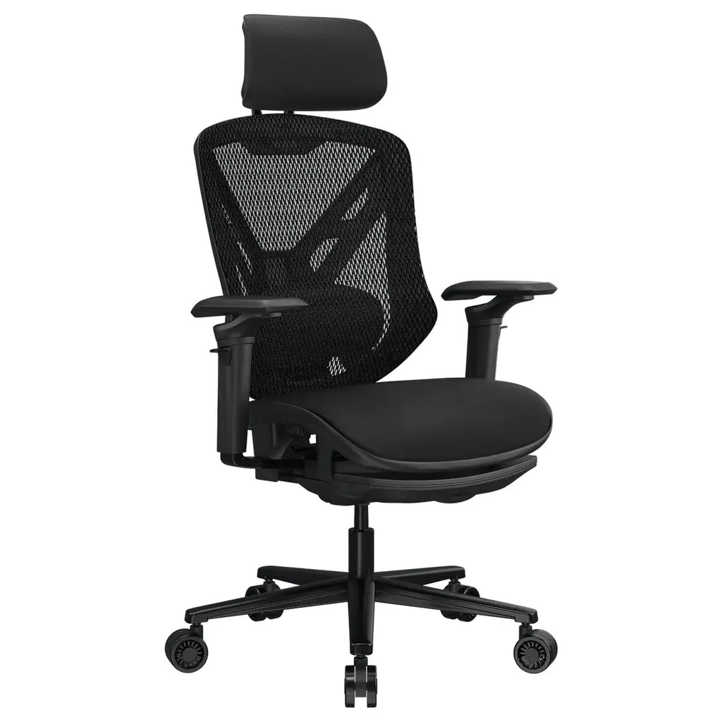 Cougar Speeder Neo Ergonomic Gaming Chair, Chenille Yarn Mesh Fabric, Multi-Layer Cushioning, 3D Hyperrotation Armrest, Retractable Footrest, Black