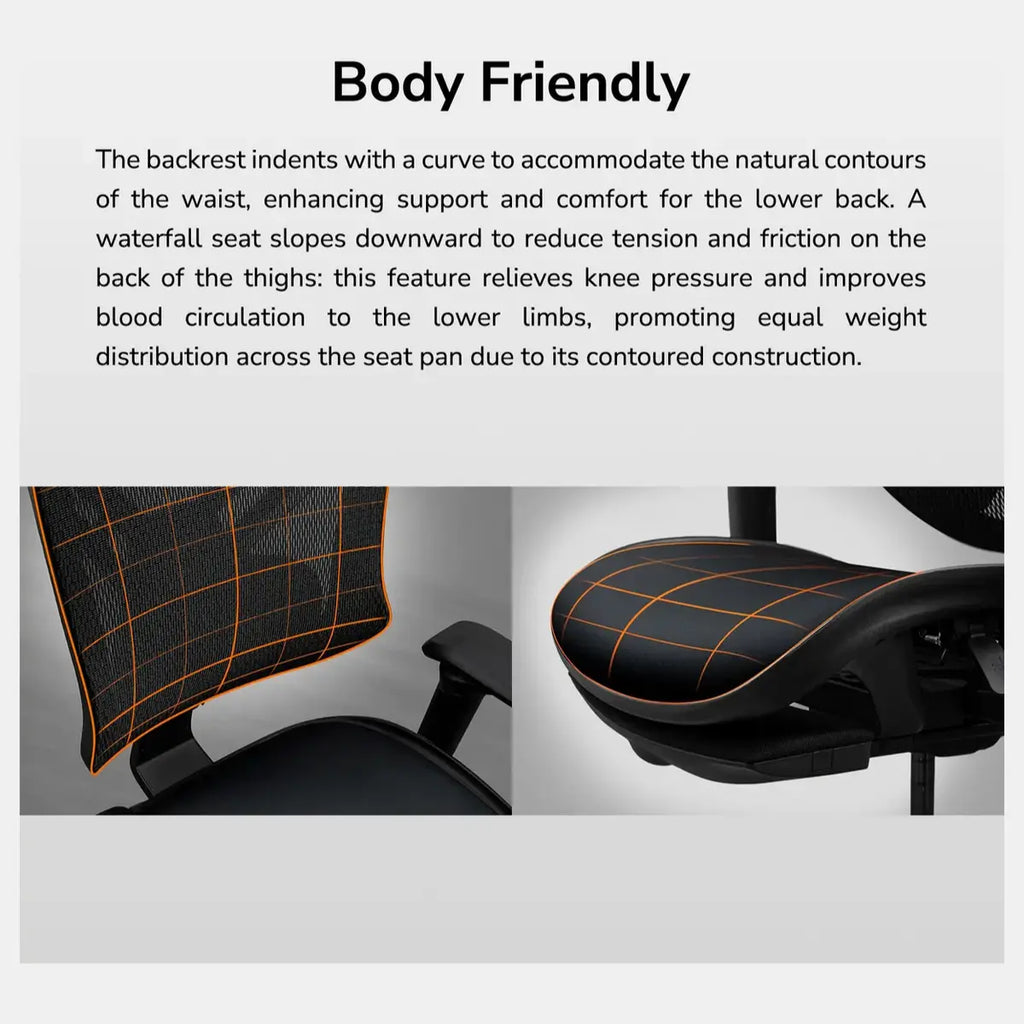 Cougar Speeder Neo Ergonomic Gaming Chair, Chenille Yarn Mesh Fabric, Multi-Layer Cushioning, 3D Hyperrotation Armrest, Retractable Footrest, Black