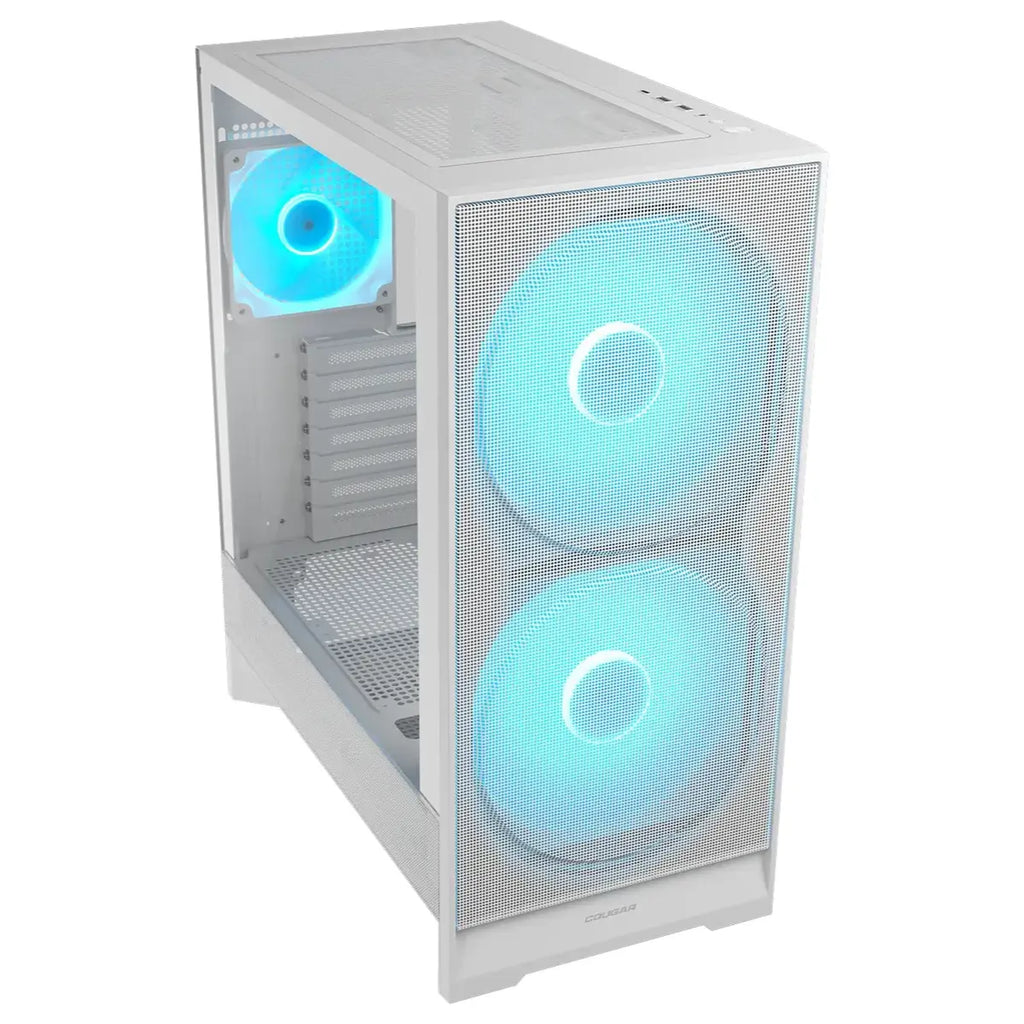 Cougar AIRFACE 180 ARGB ATX Mid Tower PC Case, Tempered Glass, Magnetic Front Filter Panel, Up To 360mm Radiator Support, Up To 340mm GPU Length, 3x ARGB Fans Pre-Installed, White