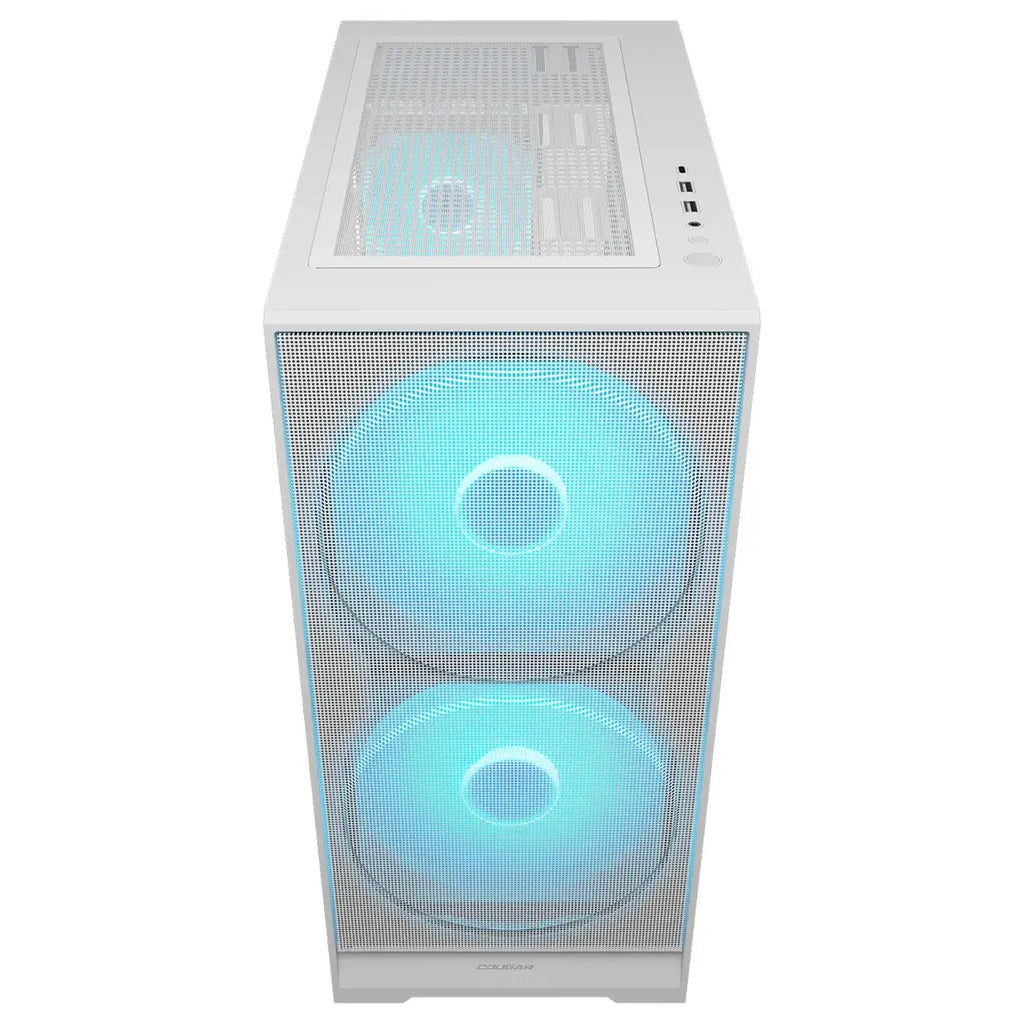 Cougar AIRFACE 180 ARGB ATX Mid Tower PC Case, Tempered Glass, Magnetic Front Filter Panel, Up To 360mm Radiator Support, Up To 340mm GPU Length, 3x ARGB Fans Pre-Installed, White