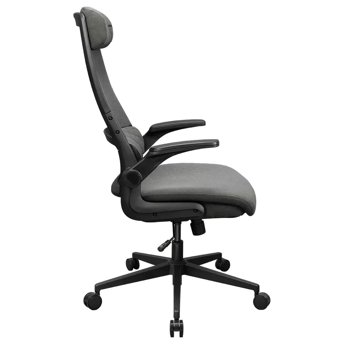 Cougar STRYDER Ergonomic Chair, Imitation Linen Upholstery, Adjustable Headrest, Multi-Density Foam Seat, Ergonomically Contoured Lumbar Zone, Class 4 Gas Lift Cylinder, Gray