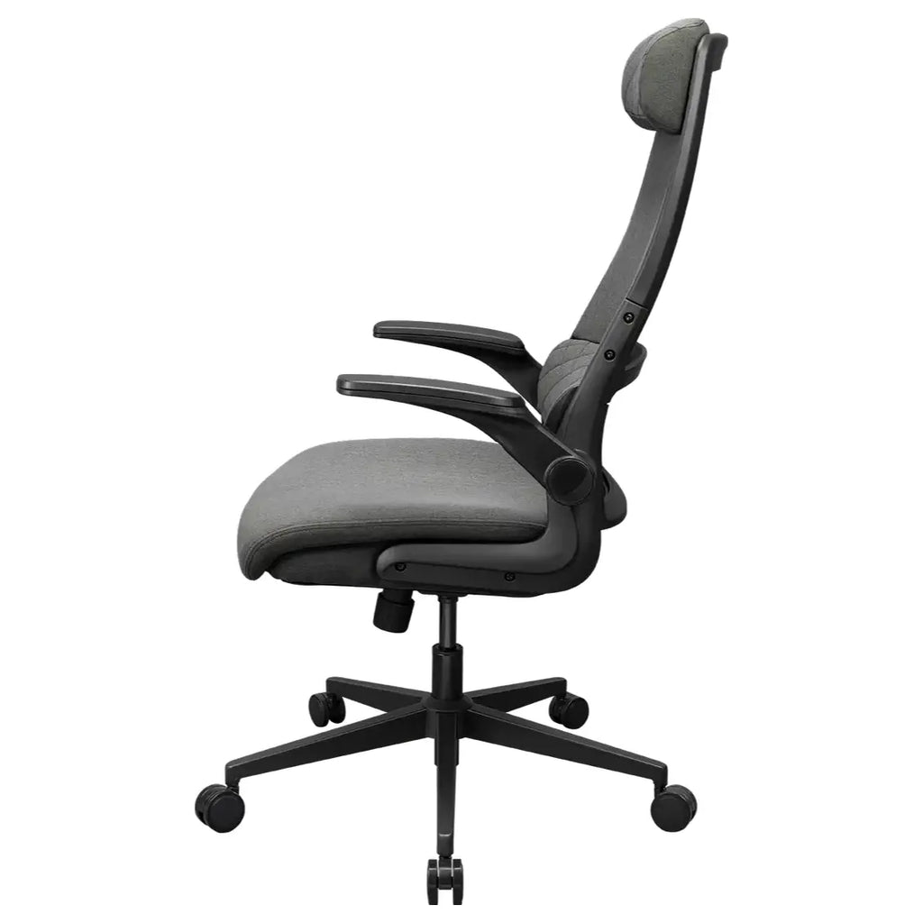 Cougar STRYDER Ergonomic Chair, Imitation Linen Upholstery, Adjustable Headrest, Multi-Density Foam Seat, Ergonomically Contoured Lumbar Zone, Class 4 Gas Lift Cylinder, Gray