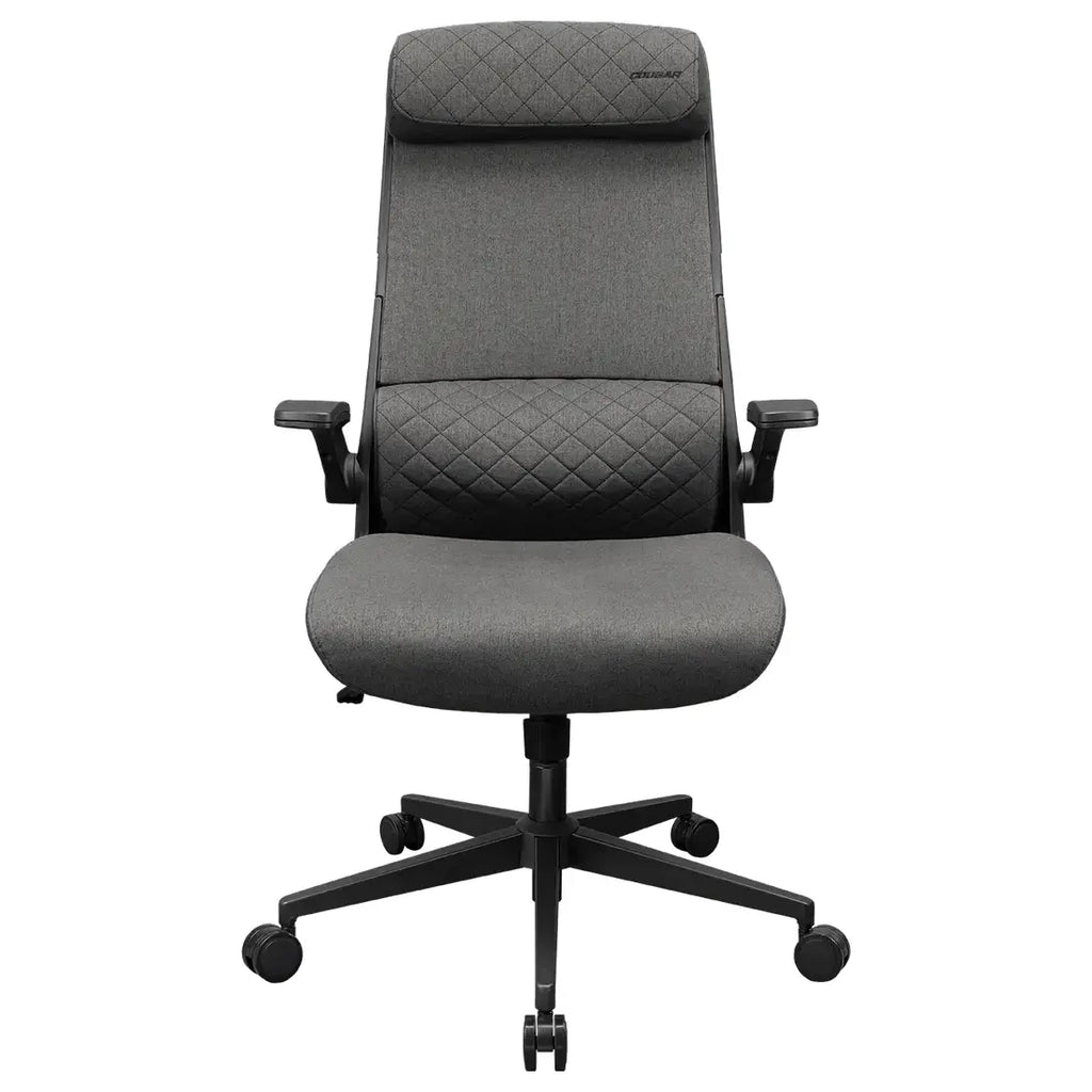 Cougar STRYDER Ergonomic Chair, Imitation Linen Upholstery, Adjustable Headrest, Multi-Density Foam Seat, Ergonomically Contoured Lumbar Zone, Class 4 Gas Lift Cylinder, Gray