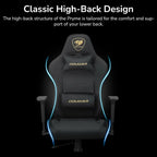 Cougar PRYME Gaming Chair, Linen Fabric Upholstery, Tunable Seat Depth, High-Back Support, 3D Armrest, Lumbar and Head Pillow, Gold F