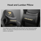 Cougar PRYME Gaming Chair, PVC Leather, High-Back Structure, Tunable Seat Depth, 3D Armrest, Lumbar and Head Pillow, White