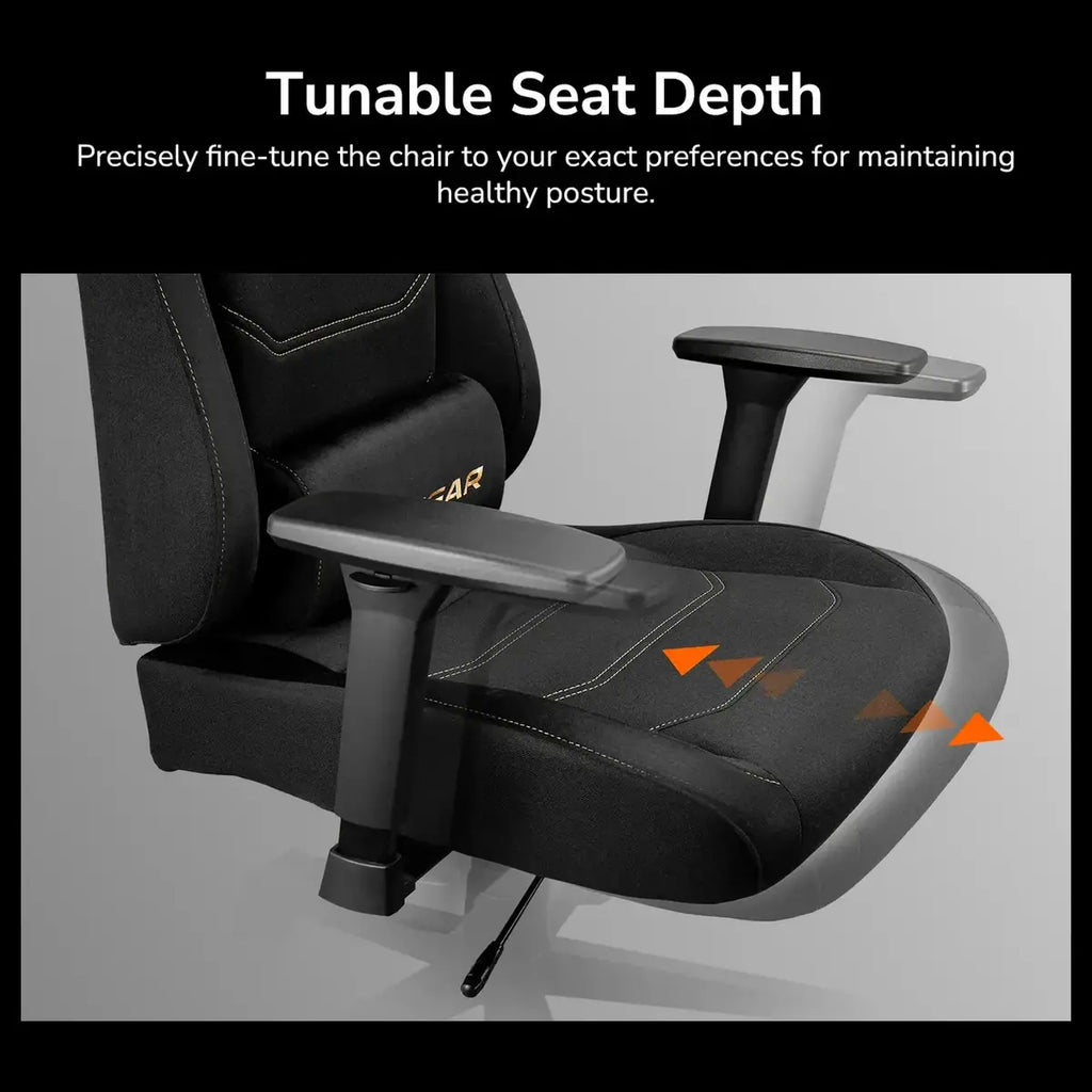 Cougar PRYME Gaming Chair, PVC Leather, High-Back Structure, Tunable Seat Depth, 3D Armrest, Lumbar and Head Pillow, White