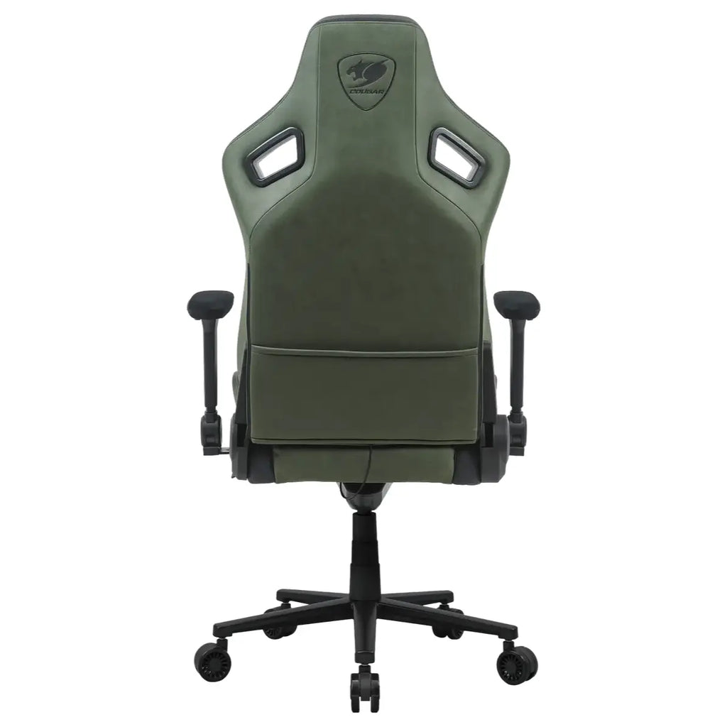 Cougar DEFENSOR S Gaming Chair, PushBack Advanced Lumbar Support, 4D Folding Armrest, High-Density Molding Foam, Magnetic Memory Foam Neck Pillow, Leather-Like Fabric Surface, Army Green F