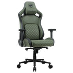 Cougar DEFENSOR S Gaming Chair, PushBack Advanced Lumbar Support, 4D Folding Armrest, High-Density Molding Foam, Magnetic Memory Foam Neck Pillow, Leather-Like Fabric Surface, Army Green F
