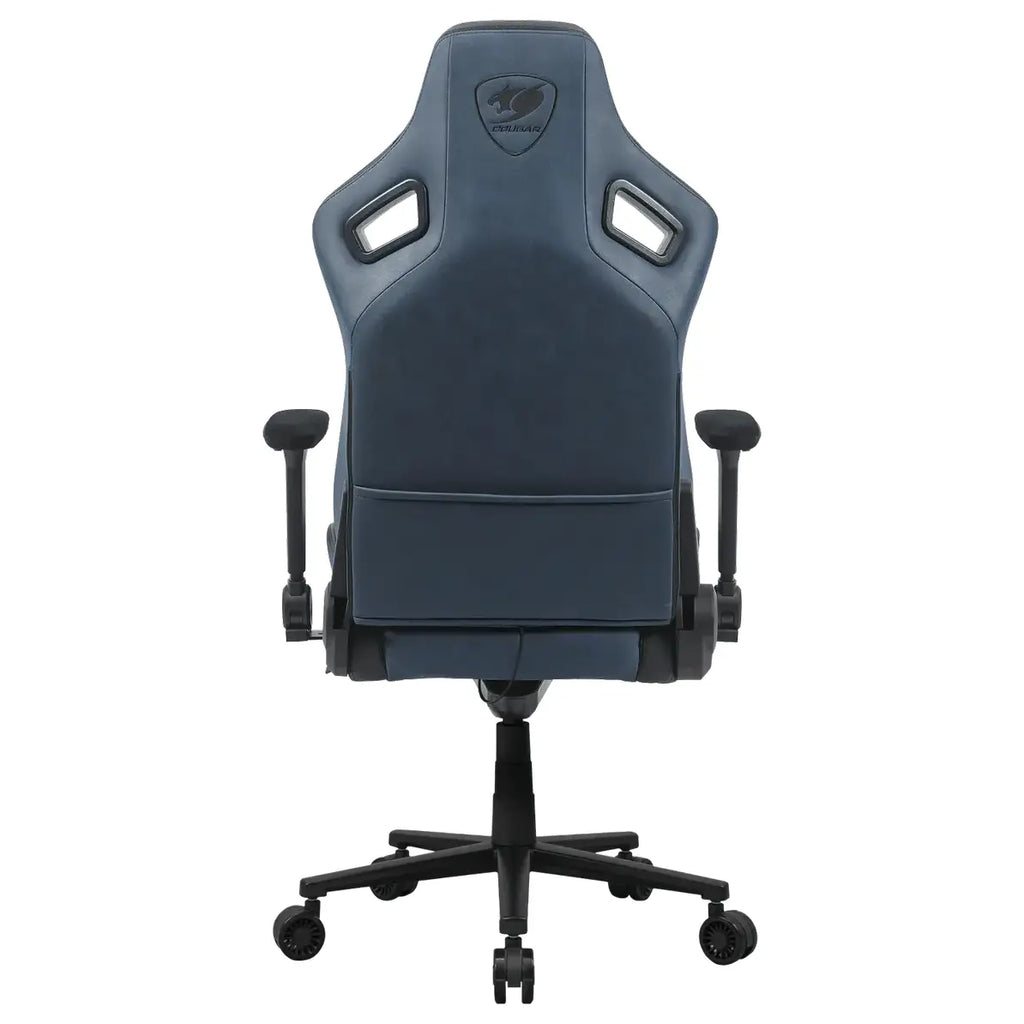 Cougar DEFENSOR S Gaming Chair, PushBack Advanced Lumbar Support, 4D Folding Armrest, High-Density Molding Foam, Magnetic Memory Foam Neck Pillow, Leather-Like Fabric Surface, Navy Blue, F