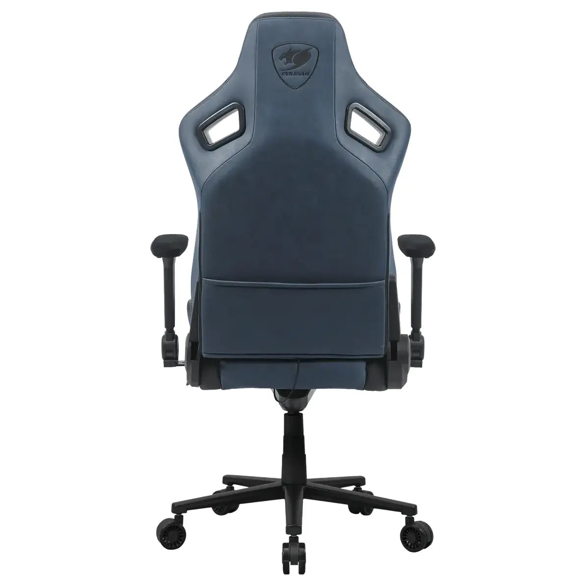 Cougar DEFENSOR S Gaming Chair, PushBack Advanced Lumbar Support, 4D Folding Armrest, High-Density Molding Foam, Magnetic Memory Foam Neck Pillow, Leather-Like Fabric Surface, Navy Blue, F