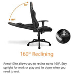Cougar ARMOR ELITE Ergonomic and Comfortable Gaming Chair, Head and Lumbar Support, Steel Frame and Base, 160 Reclining Backrest, 2D Adjustable Armrest, Black