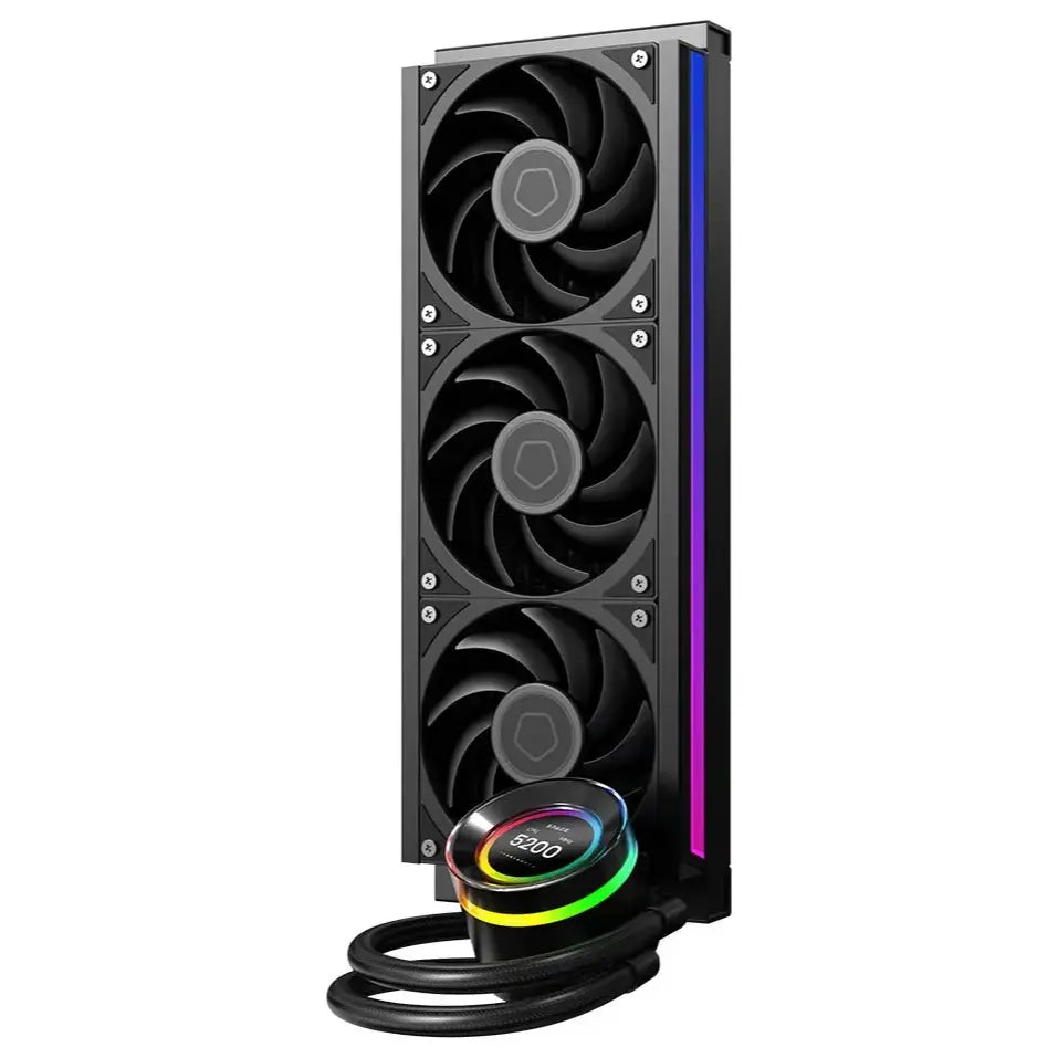 ID-Cooling SL360 V2 Plus 360mm AIO Liquid CPU Cooler, 2.1 Inch LCD Display, ARGB 24 LED Ring, Black