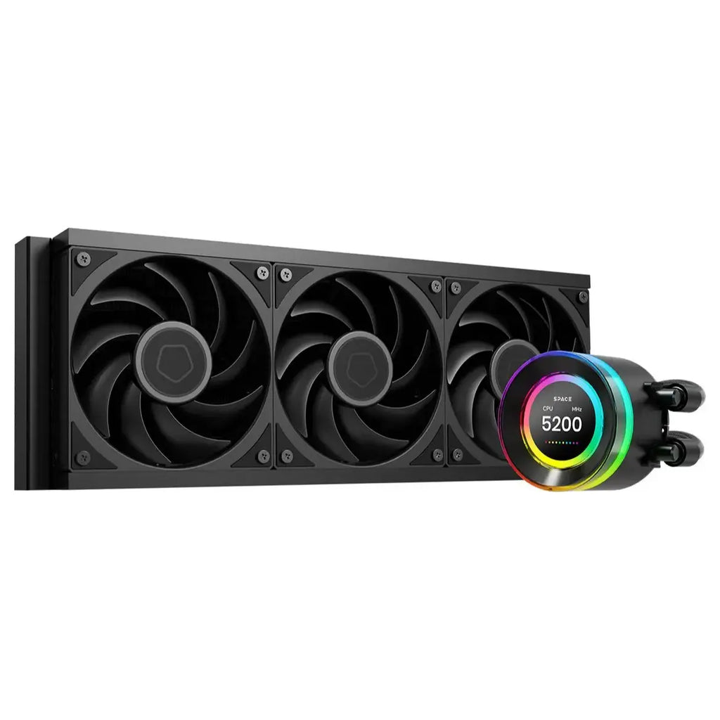 ID-Cooling SL360 V2 Plus 360mm AIO Liquid CPU Cooler, 2.1 Inch LCD Display, ARGB 24 LED Ring, Black