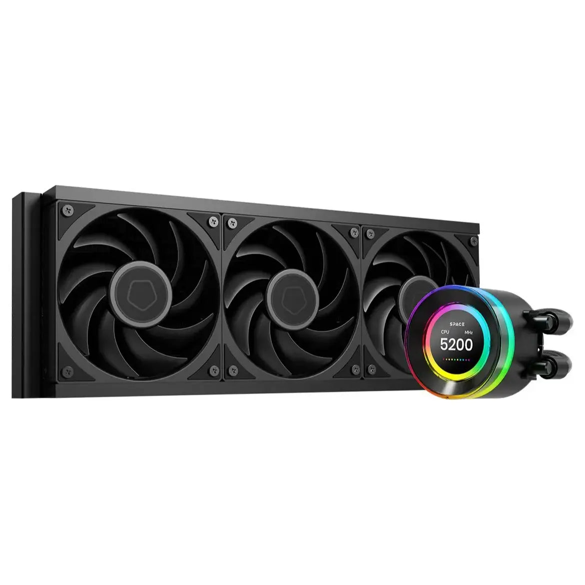 ID-Cooling SL360 V2 Plus 360mm AIO Liquid CPU Cooler, 2.1 Inch LCD Display, ARGB 24 LED Ring, Black