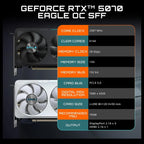 GIGABYTE GeForce RTX 5070 Eagle OC ICE SFF 12G Graphics Card, 12GB 192-Bit GDDR7, PCIe 5.0, WINDFORCE Cooling System, SFF Ready, GV-N5070EAGLEOC ICE-12GD, White