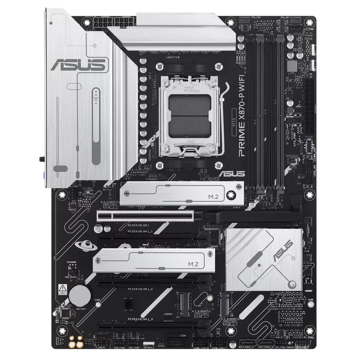 ASUS PRIME X870-P WIFI-CSM ATX Motherboard, Socket AM5, AMD X870 Chipset, DDR5 Up To 256GB 8000+MT/s(OC), Wi-Fi 7, PCIe 5.0, USB4 40Gbps Type-C