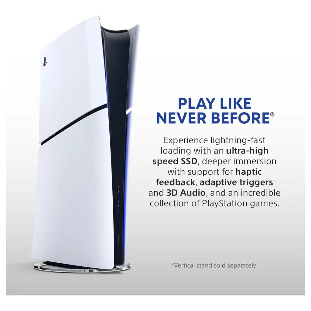 PlayStation 5 Digital Edition Slim Console, DualSense Wireless Controller, Haptic Feedback, Adaptive Triggers, 3D Audio Support